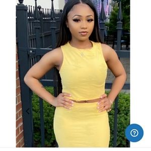 Boutique Yellow Distressed Skirt Set